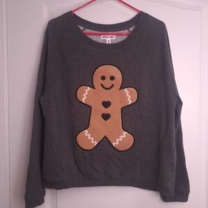 Gray Gingerbread man Sweatshirt Christmas Festive Wear